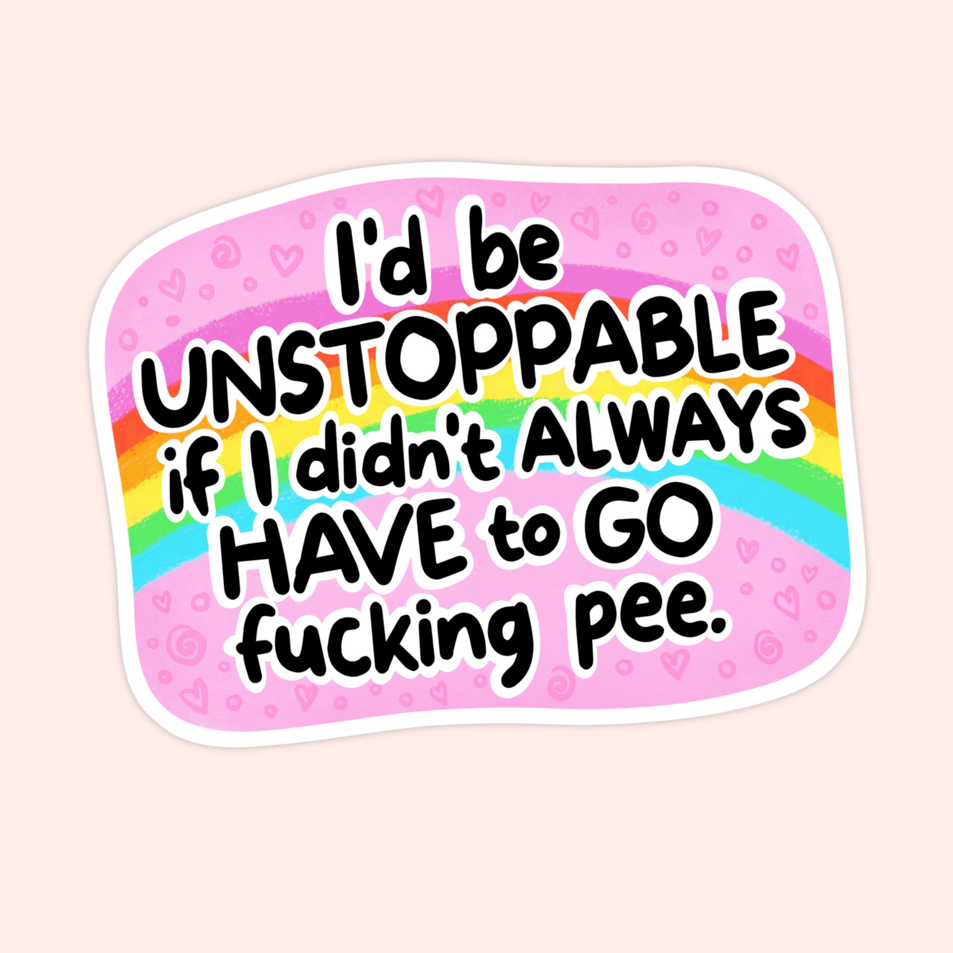 funny pee sticker rainbow relatable humor