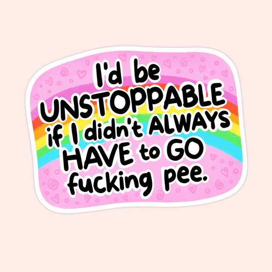 funny pee sticker rainbow relatable humor