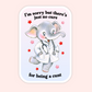 A rectangular novelty card or sticker with rounded corners, featuring a cute illustrated elephant dressed as a doctor with the text 'I'm sorry but there's just no cure for being a cunt' on a pale pink and light blue gradient background.