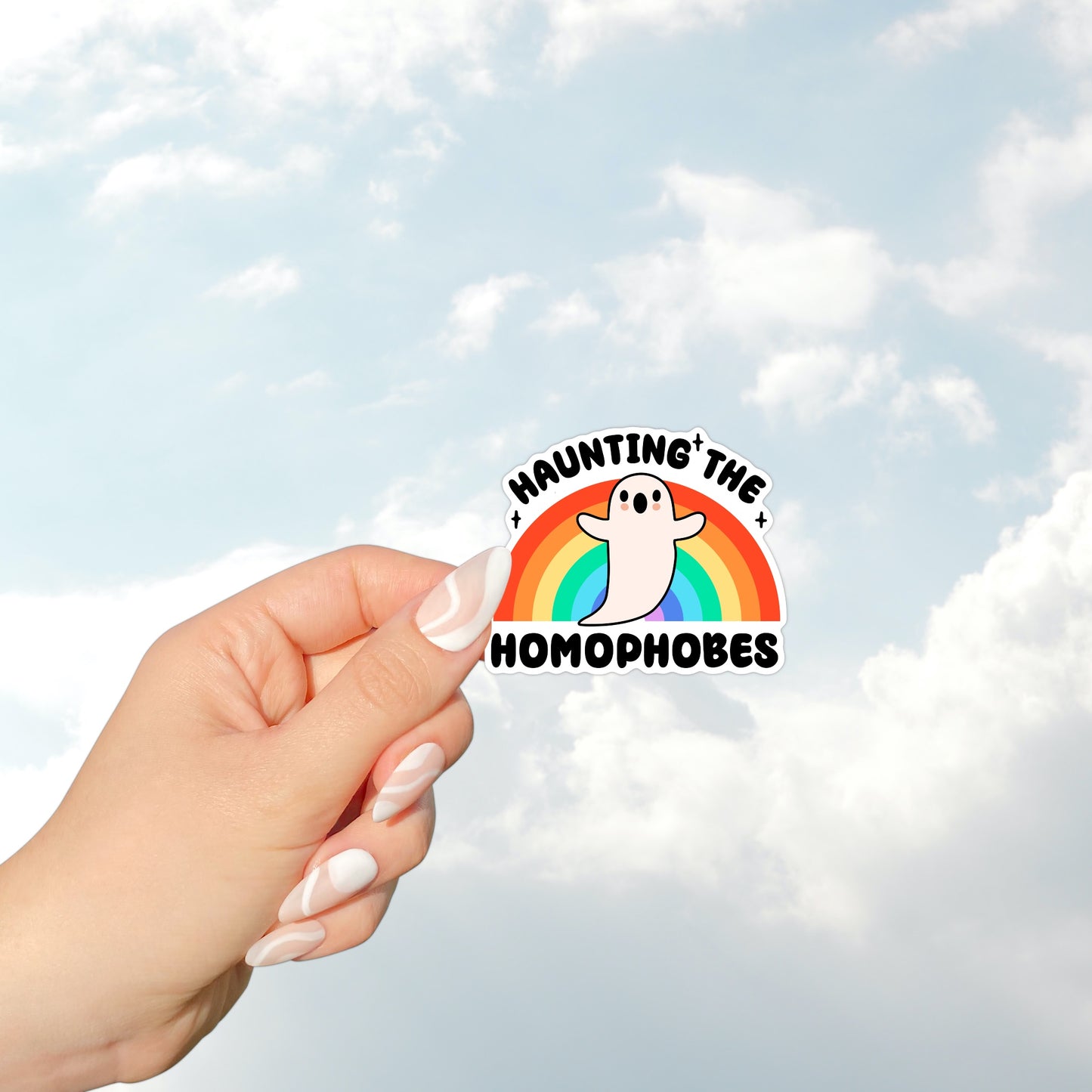 Haunting Homophobes Pride Ghost Sticker