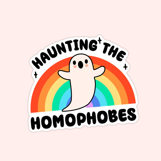 Haunting Homophobes Pride Ghost Sticker