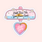 Retro pink sign sticker with flowers and heart that reads “Look How Far You Have Come” and heart below that says “Keep Going.”