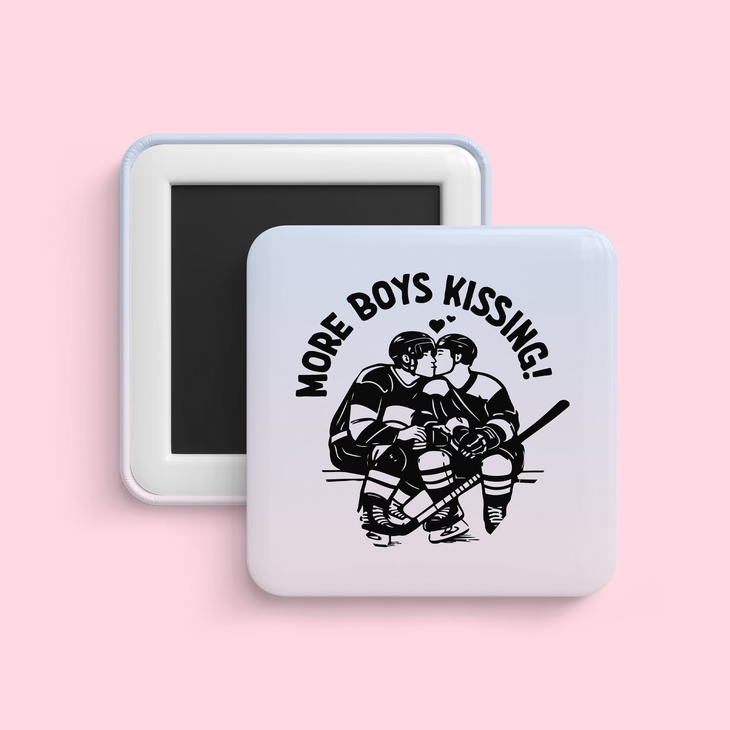 Hockey players kissing magnet with more boys kissing text