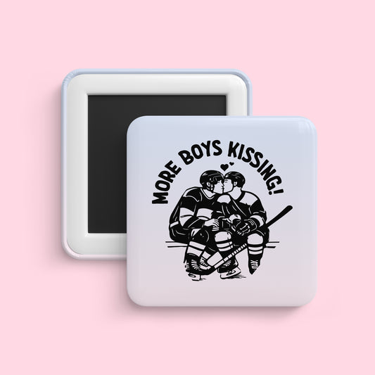 Hockey players kissing magnet with more boys kissing text