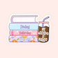 book stack sticker weekend is booked iced coffee reader aesthetic
