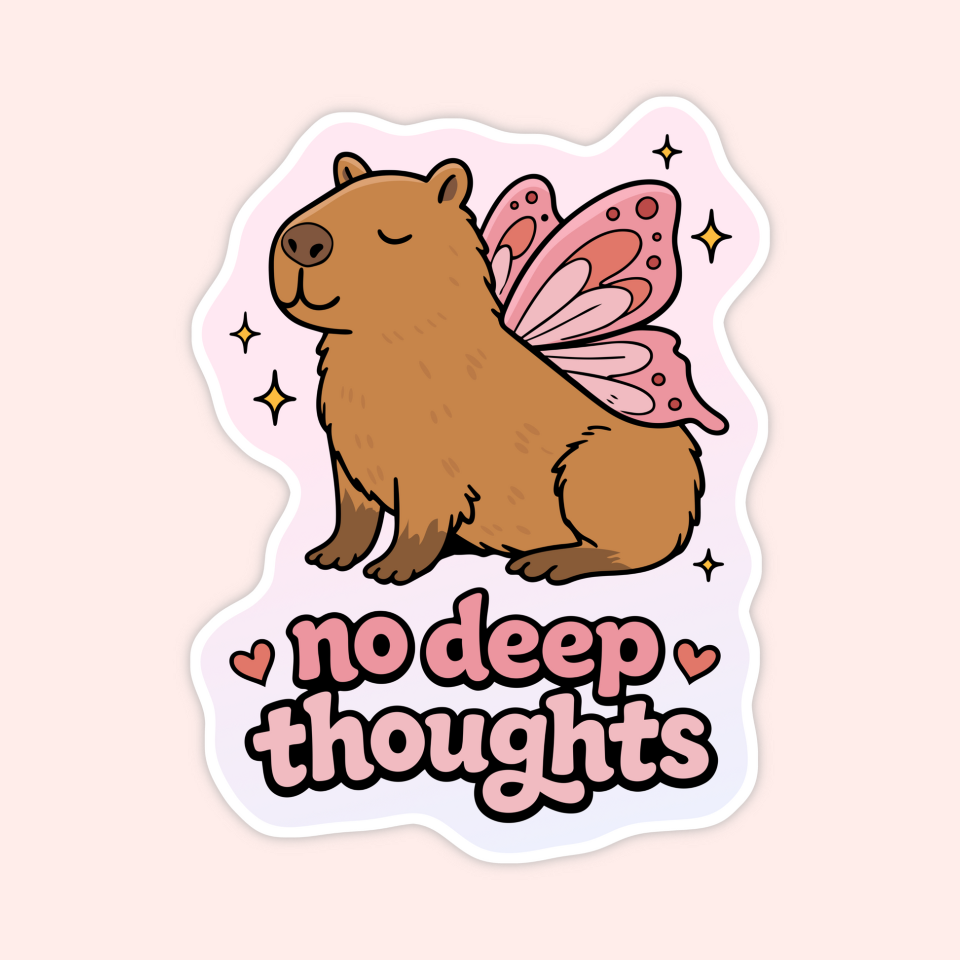 capybara sticker butterfly wings no deep thoughts cute