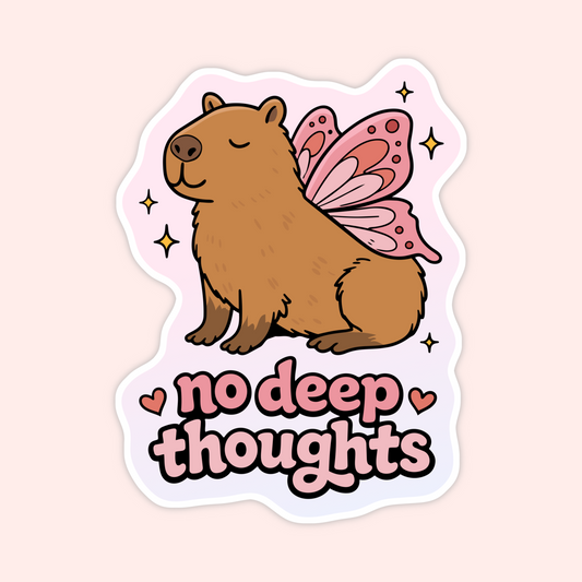 capybara sticker butterfly wings no deep thoughts cute
