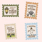 Noah Kahan-inspired postage stamp sticker with illustrated folk music and New England designs