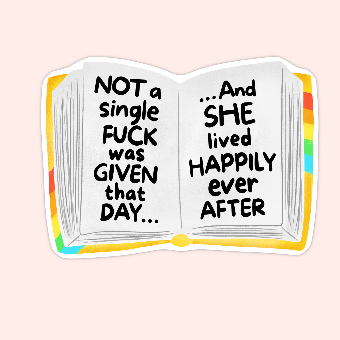 funny book sticker not a single f given quote rainbow edge