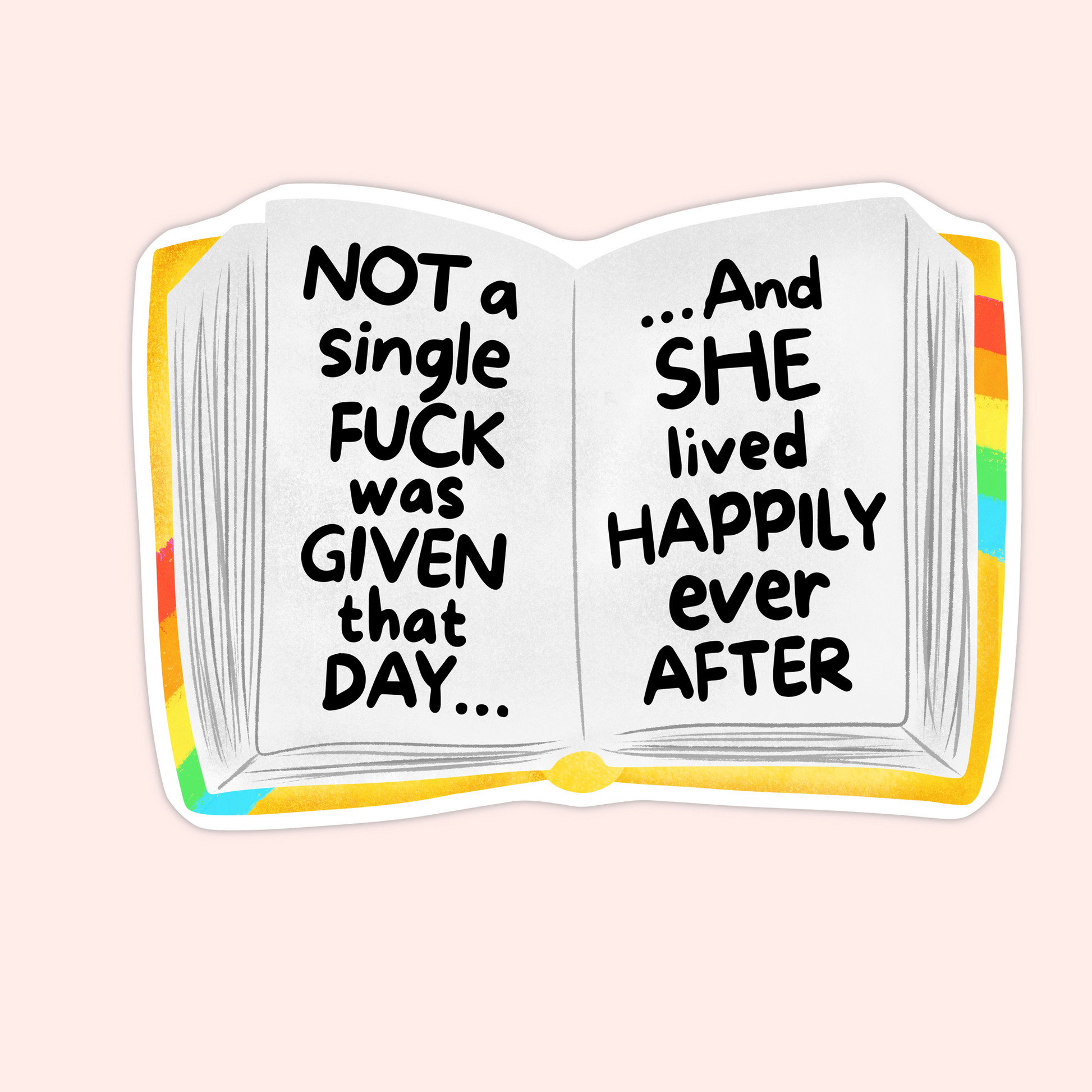 funny book sticker not a single f given quote rainbow edge
