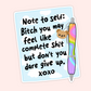 Light blue note-style sticker with clouds and a rainbow pen featuring a motivational message reminding yourself not to give up.