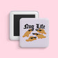 Nug life dinosaur magnet with funny text and cartoon dinos wearing sunglasses