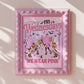 Four playful ghosts draped in pink sheets holding jack-o’-lanterns and wearing high heels, with the text “On Wednesdays We Wear Pink.”