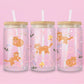 Orange Kitty Bow Glass Tumbler 🐱🎀