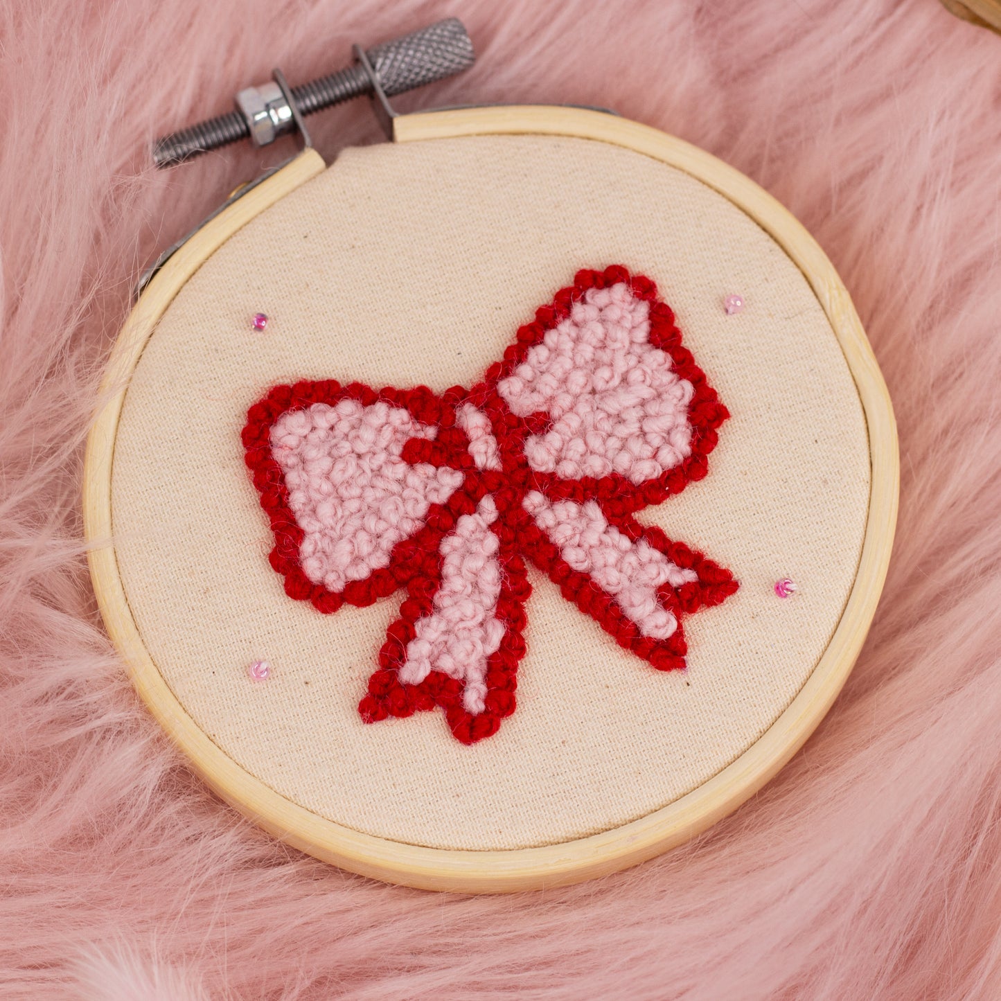 Pretty in Pink Bow French Knot Embroidery Hoop 🎀💕