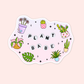 Cute plant lover sticker with the words “plant babe” surrounded by potted plants, leafy details, and sparkles.