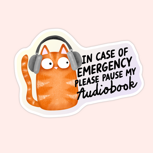 cat audiobook sticker headphones funny reader quote