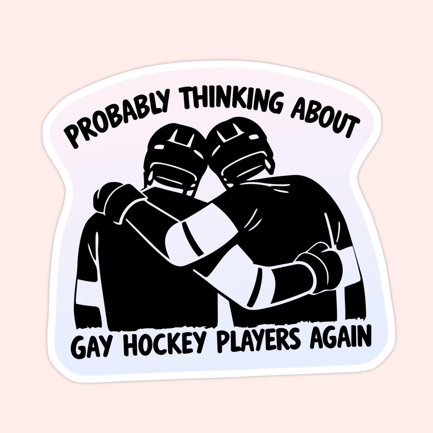 gay hockey players sticker hockey hug black and white funny