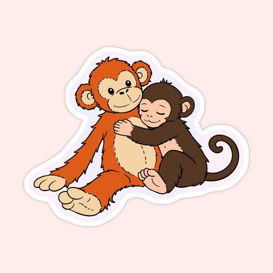 funny cartoon monkey punch sticker with chaotic humor illustration