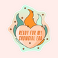 Sticker of a heart with colorful flames and the words “Ready for My Showgirl Era.”