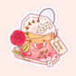 Cute romance reader tea bag sticker with a rose, hearts, flowers, cupid arrow, and soft pink details.