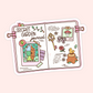 Cute cottagecore journal sticker with a secret garden page, mushroom picture, key, rose, duck, and whimsical garden details.
