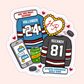 Collage-style hockey romance sticker featuring Hollander and Rozanov jerseys, text messages, ginger ale, and bookish references inspired by Heated Rivalry.