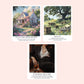 Clear laminate Showgirl era song stickers featuring dreamy illustrated designs for Ruin The Friendship, Honey, Father Figure, The Fate Of Ophelia, Opalite, Eldest Daughter, and Actually Romantic.