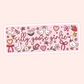 Cute silly goose girlie sticker with geese, bows, flowers, hearts, strawberries, and soft pink coquette details.