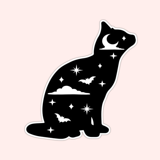 Celestial Black Cat Vinyl Sticker