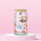 16oz Stars Hollow inspired glass tumbler with Luke's coffee, books, pancakes and fall illustrations