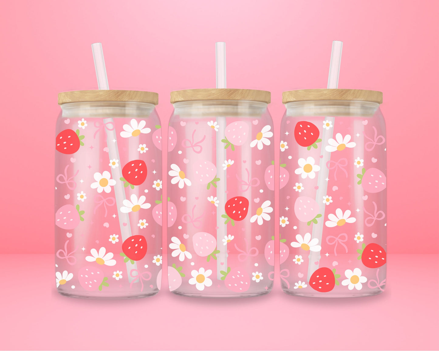 Strawberry Fields Glass Tumbler 🍓🌸