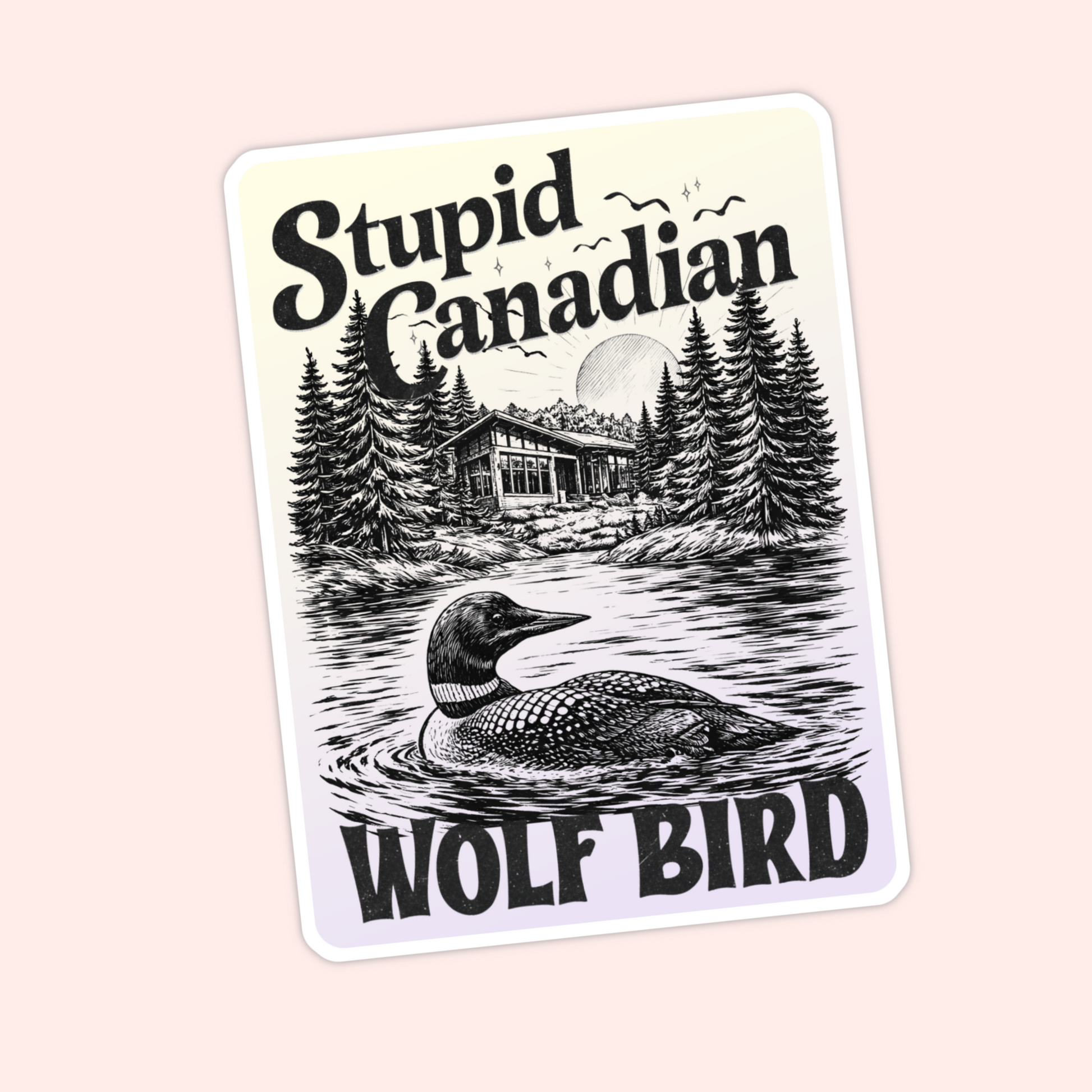 canadian loon sticker funny wolf bird vintage