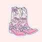 Pink Butterfly Boots Sticker