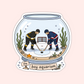 Hockey romance sticker showing two hockey players inside a fishbowl-style aquarium with the phrase “the boy aquarium.”