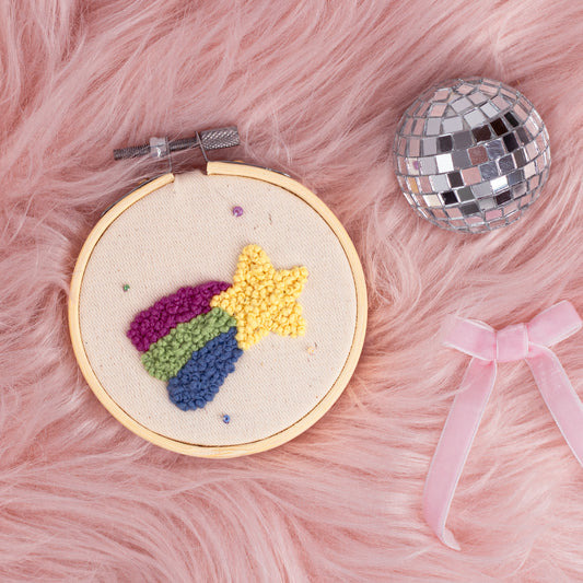 Starlight Wish French Knot Embroidery Hoop 🌟🌈