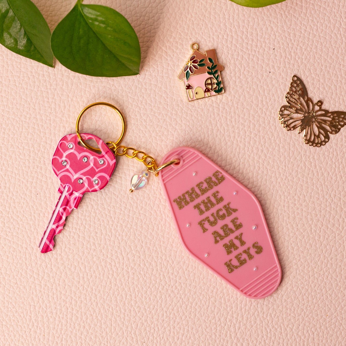 🌼 'Where Are My Keys?' Keychain with Heart Charm