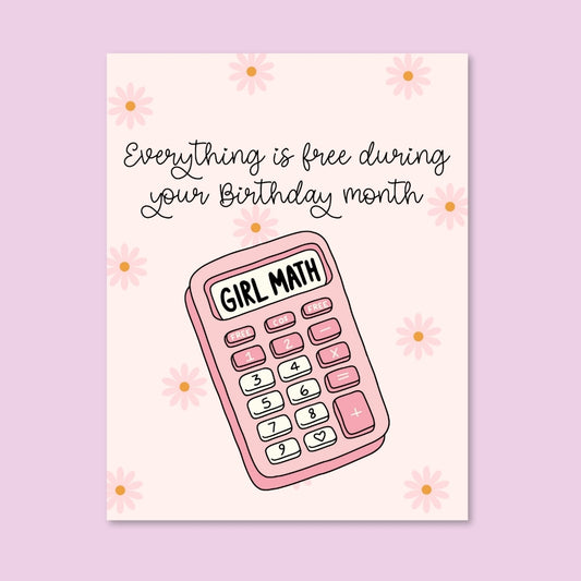 Girl Math Birthday Card