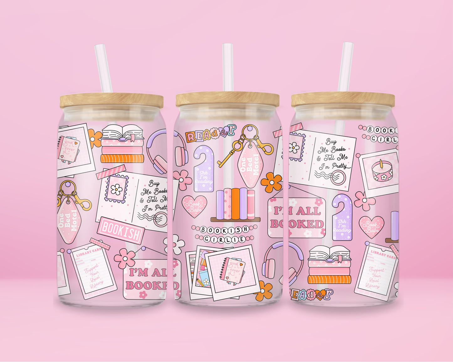 Bookish Girlie Glass Tumbler 💕📖