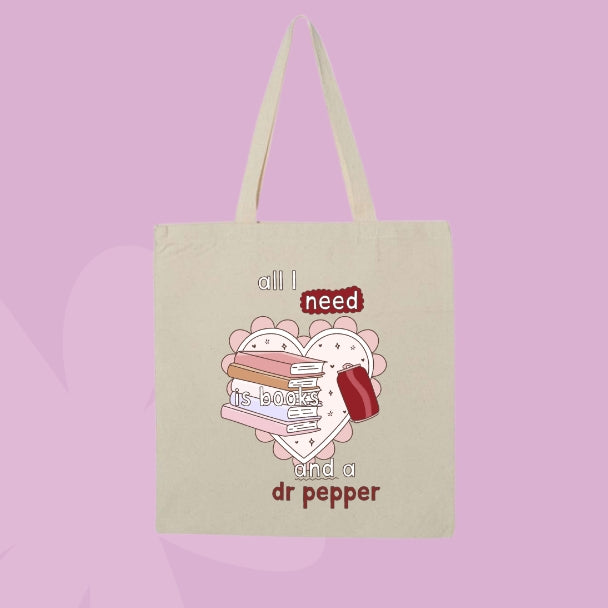 Books and Dr Pepper Tote Bag 📚🥤