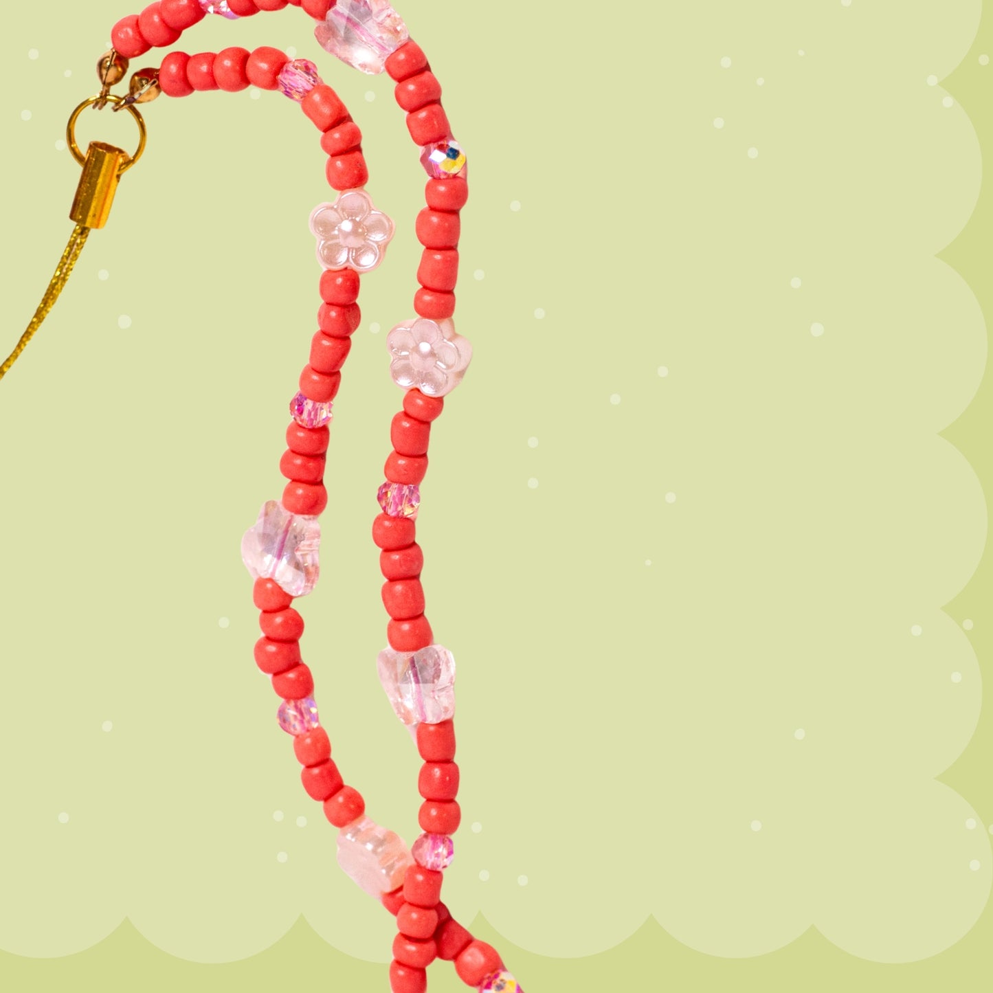 Coral Flower Beaded Phone Wristlet