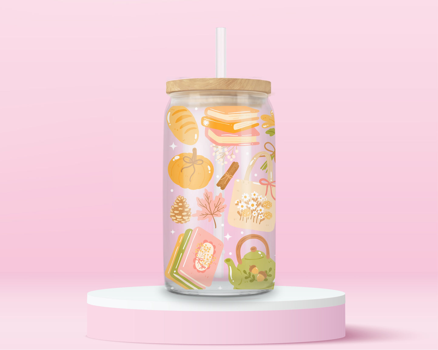 Cozy Fall Glass Tumbler 🍂📖