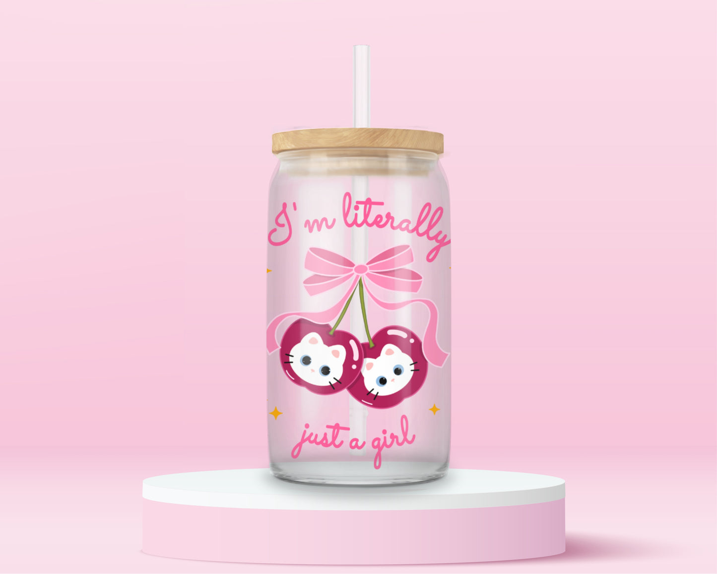 Just a Girl Cherry Kitty Tumbler 🍒😺