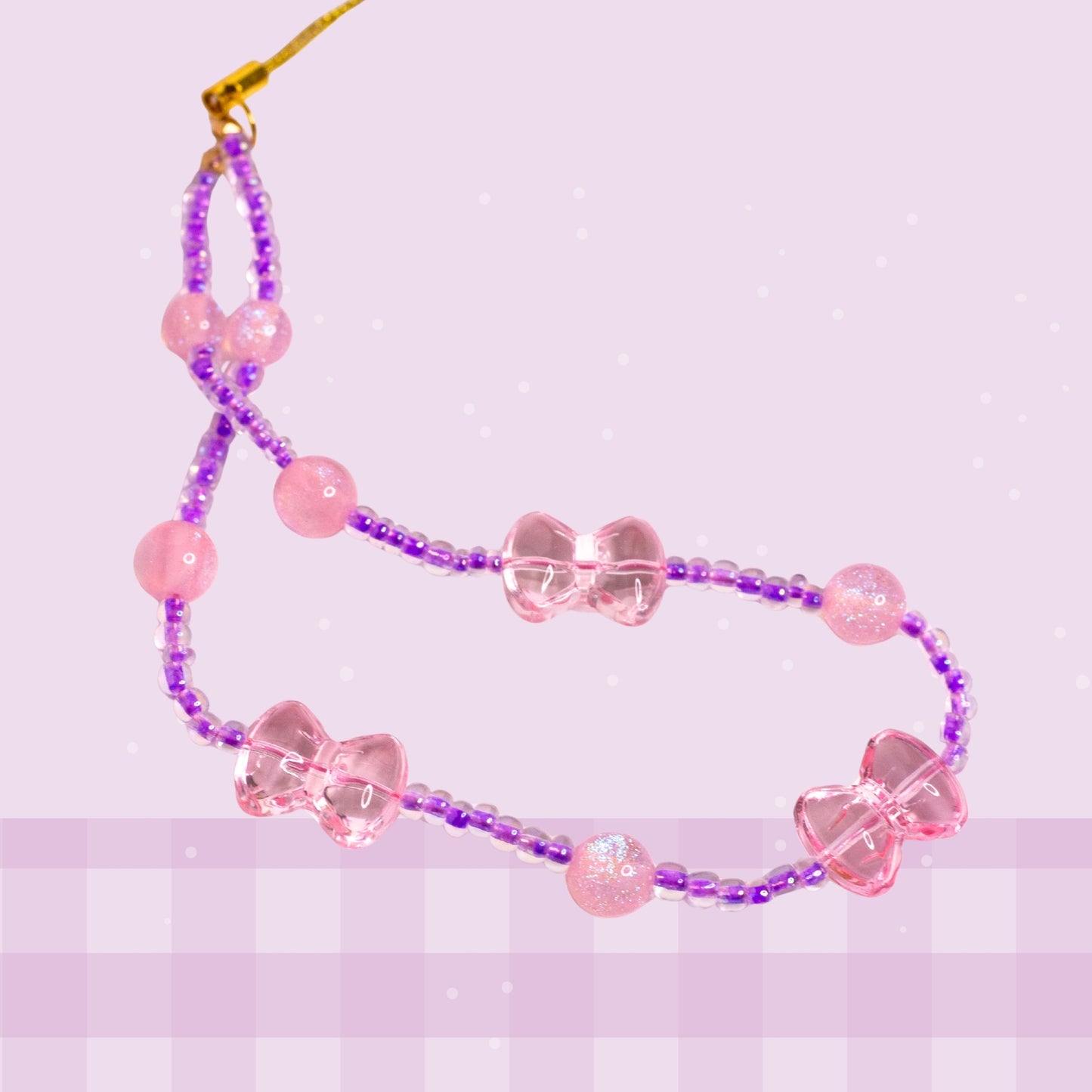 Pink Bow Beaded Phone Wristlet