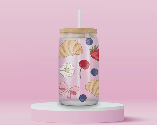 Parisian Picnic Glass Tumbler 🥐🍓