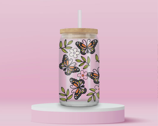 Butterfly Garden Glass Tumbler 🌼🦋