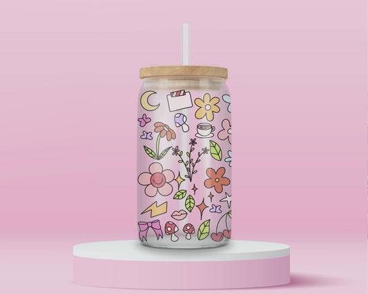 Girly Nostalgia Glass Tumbler 💕🌼