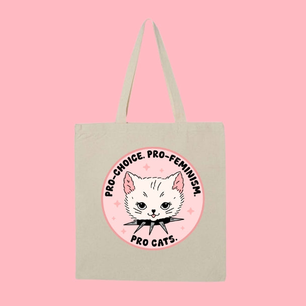 Pro Choice, Pro Feminism, Pro Cats Tote Bag 🐱💖