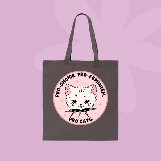 Pro Choice, Pro Feminism, Pro Cats Tote Bag 🐱💖