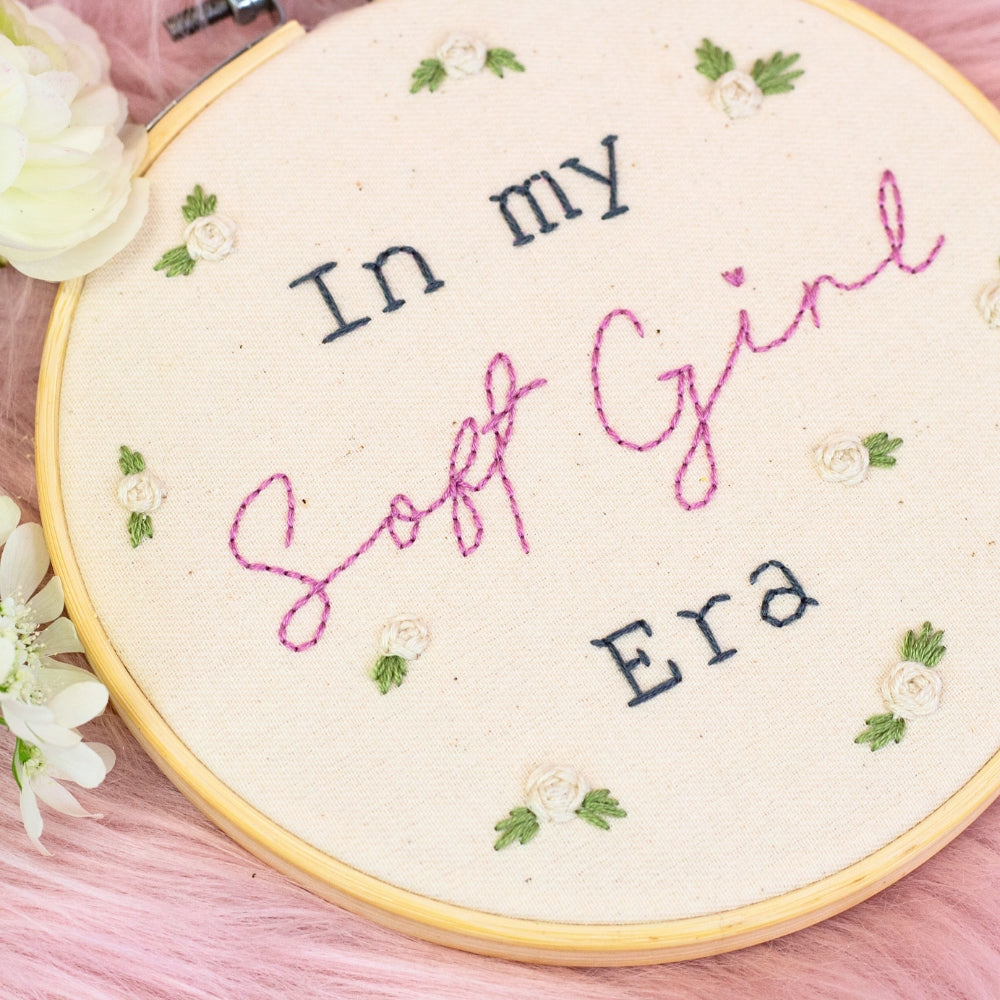 💖✨ In My Soft Girl Era – Embroidered Hoop Art ✨💖